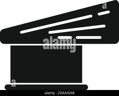 Icona minimalista del clapperboard vettoriale in bianco e nero per la produzione cinematografica, cinematografica e cinematografica, con un design semplice e piatto. Perfetto per le illustrazioni multimediali, cinematografiche e cinematografiche Illustrazione Vettoriale