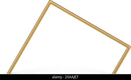 Colonna geometrica ad arco astratto dorato ingresso angolare elemento 3d design decorativo realistico illustrazione vettoriale. Arcata minimalista uscita mathematica Illustrazione Vettoriale