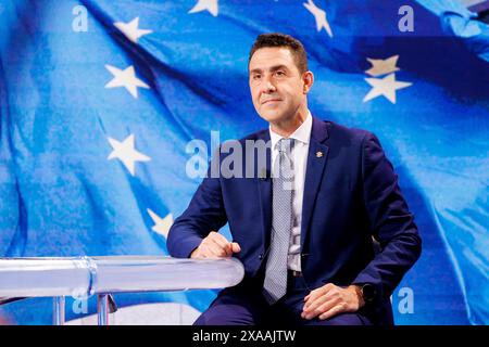 Roma, Italia. 5 giugno 2024. Roberto Vannacci durante la registrazione del programma &#x201c;porta a Portai&#x201d; a Roma, Mercoled&#xec;, 5 giugno 2024 (foto Roberto Monaldo/LaPresse) Roberto Vannacci durante la registrazione di &#x201c;porta a porta&#x201d; programma tv a Roma, mercoledì 5 giugno 2024 (foto di Roberto Monaldo/LaPresse credito): LaPresse Live/Alamy News Foto Stock