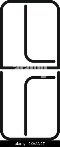 Disegno minimalista della linea vettoriale di un frigorifero, adatto per icone, simboli o elementi di design Illustrazione Vettoriale