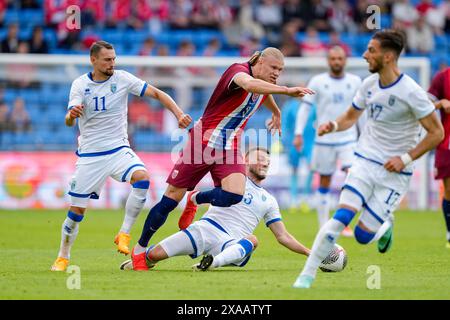 Oslo 20240605. Erling Braut Haaland norvegese durante la partita privata internazionale di calcio tra Norvegia e Kosovo allo stadio Ullevaal. Foto: Fredrik Varfjell / NTB Foto Stock