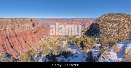 Grand Canyon con Yuma Point sulla sinistra e Hermits Rest sulla destra, Parco Nazionale del Grand Canyon, sito Patrimonio dell'Umanità dell'UNESCO, Arizona, Stati Uniti Foto Stock