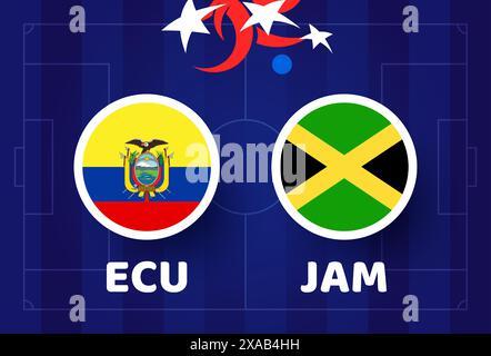 ecuador vs giamaica football america 2024 partita contro. 2024 partita del campionato della fase a gironi contro l'introduzione delle squadre sullo sport. Illustrazione Vettoriale