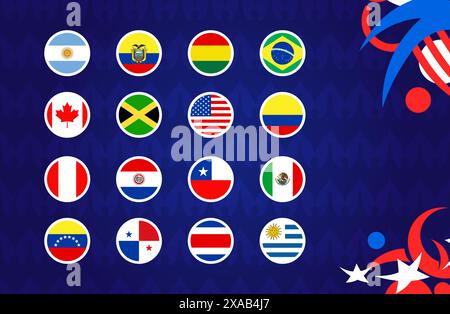 partita di football america 2024 contro. 2024 partita del campionato della fase a gironi contro l'introduzione delle squadre sullo sport. Illustrazione Vettoriale