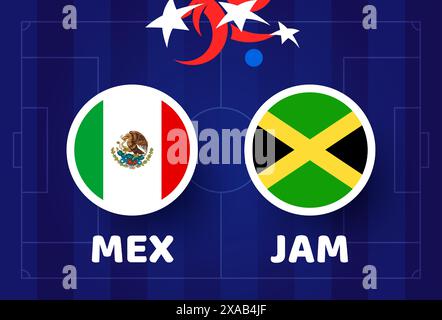 messico vs giamaica football america 2024 partita contro. 2024 partita del campionato della fase a gironi contro l'introduzione delle squadre sullo sport. Illustrazione Vettoriale