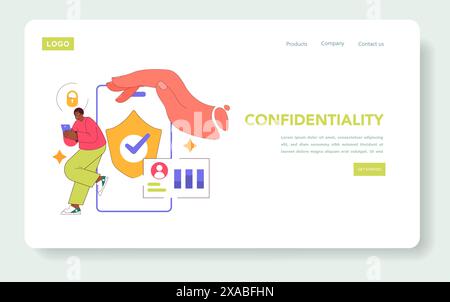 Concetto di protezione della privacy. Sicurezza dei dati digitali e riservatezza degli utenti. Tecnologia sicura e sicurezza su Internet. Illustrazione vettoriale. Illustrazione Vettoriale