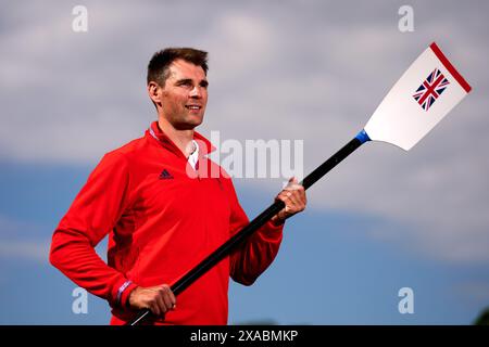 Graeme Thomas, sculls quadruplo maschile (M4x) durante l'annuncio della squadra di canottaggio del Team GB Paris 2024 a Kew Gardens, Londra. Data foto: Mercoledì 5 giugno 2024. Foto Stock