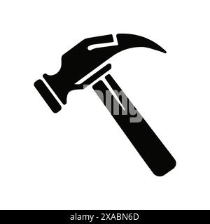 Icona silhouette martello. Strumento nero. Attrezzature per l'edilizia. Illustrazione vettoriale. Illustrazione Vettoriale