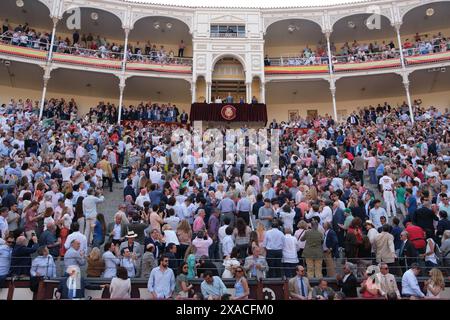 Madrid, Spagna. 6 giugno 2024. Il re Filippo di Spagna partecipa alle corride "Corrida de la Beneficencia" al Las Ventas Bullring il 5 giugno 2024 a Madrid, in Spagna. Crediti: SIPA USA/Alamy Live News Foto Stock