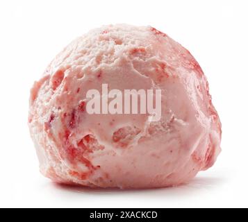 sessola per gelato rosa alla fragola e vaniglia isolata su sfondo bianco Foto Stock