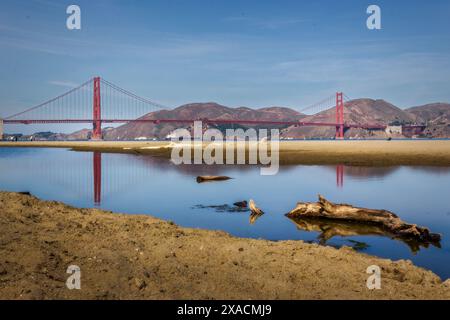 Vista panoramica sulla baia di San Francisco e sul ponte Golden Gate Foto Stock