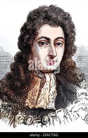 Wilhelm III von Oranien (geb. 14. Novembre 1650 a Den Haag, Gest. 19. März 1702. im Kensington Palace in Kensington) aus dem Haus Oranien-Nassau War ab 1672 Statthalter der Niederlande und ab 1689 bis zu seinem Tod in Personalunion König von England, Schottland und Irland, Historisch, digital restaurierte Reproduktion von einer Vorlage aus dem 19. Jahrhundert, data di registrazione non indicata, Foto Stock