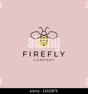 design vettoriale con logo minimalista firefly line Illustrazione Vettoriale