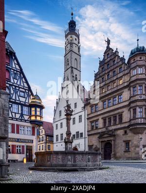 Fontana di San Giorgio a Rothenburg ob der Tauber Foto Stock
