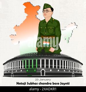 23 gennaio poster netaji jayanti Illustrazione Vettoriale