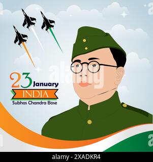 23 gennaio modello poster Netaji Jayanti Illustrazione Vettoriale