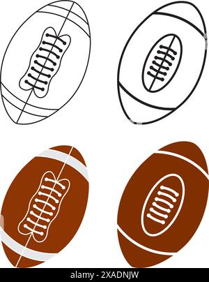Modello di disegno dell'illustrazione vettoriale dell'icona della sfera di rugby Illustrazione Vettoriale
