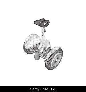 Illustrazione vettoriale Contour Gyroscooter. Cartoon ha isolato il trasporto elettrico intelligente personale, moderno veicolo ecologico con batteria e due ruote per la città Illustrazione Vettoriale