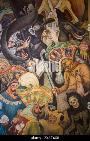 Messico, città del Messico, Palacio de bella Artes, murale di Diego Rivera, "Carnaval de la Vida Mexicana" (1936) Foto Stock