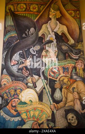 Messico, città del Messico, Palacio de bella Artes, murale di Diego Rivera, "Carnaval de la Vida Mexicana" (1936) Foto Stock