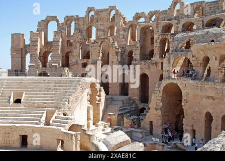 Anfiteatro romano, El Jem, ex Thysdrus, Governatorato di Mahdia, Tunisia Foto Stock