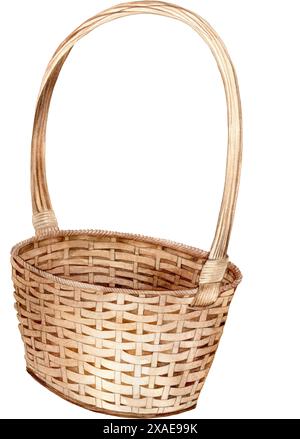 Immagine acquerello di un cestello di vimini Foto Stock