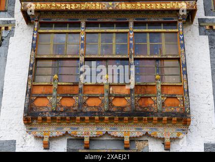Finestra Kurjey lhakang, Chhoekhor Gewog, Bumthang, Bhutan Foto Stock