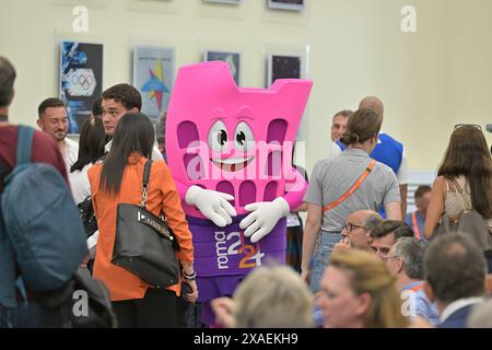 Stadio Olimpico, Roma, Italia. 6 giugno 2024. 2024 Campionati europei di atletica leggera, conferenza stampa; roma2024 credito mascotte: Action Plus Sports/Alamy Live News Foto Stock