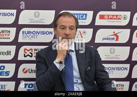 Stadio Olimpico, Roma, Italia. 6 giugno 2024. 2024 Campionati europei di atletica leggera, conferenza stampa; Stefano Mei (Presidente FIDAL) crediti: Action Plus Sports/Alamy Live News Foto Stock