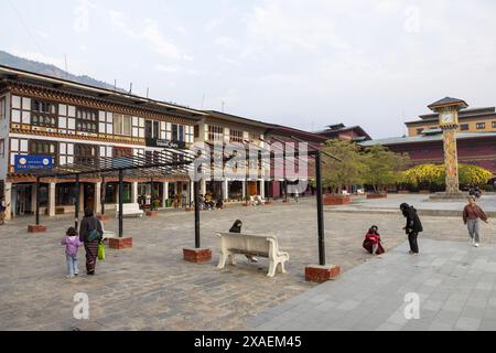 Piazza della torre dell'orologio, Chang Gewog, Thimphu, Bhutan Foto Stock