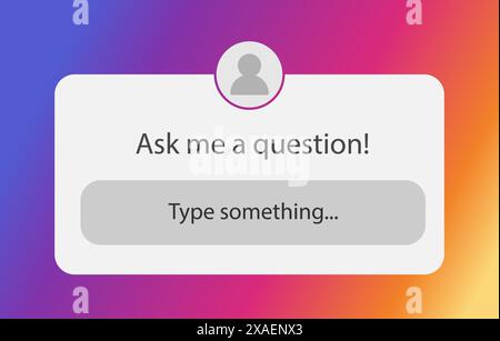 Mi faccia una casella delle domande. Design grafico della storia di Instagram. Digitare un modello. Vettore Illustrazione Vettoriale