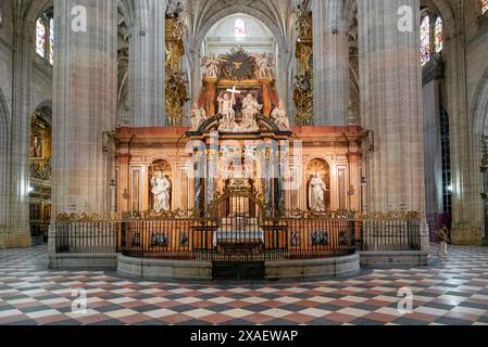 Segovia, Spagna - 7 aprile 2024: Veduta del retrocoro della Cattedrale di Segovia Foto Stock