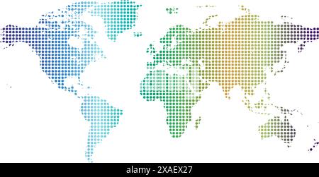 Mappa a punti del mondo in diversi colori su sfondo bianco Illustrazione Vettoriale