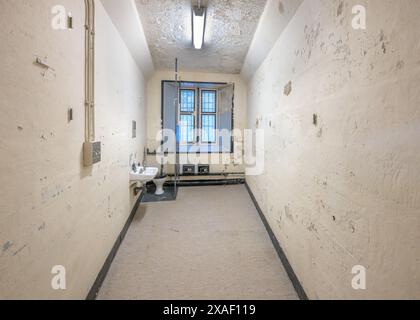 Interno di una cella a HMP Lancaster, Lancaster Castle, Lancaster, Lancashire, Regno Unito Foto Stock