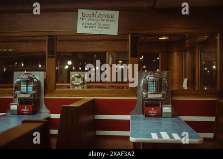 Vista all'interno del Mickeys Diner, Saint Paul, Minnesota Foto Stock