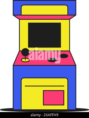 La slot machine del casinò Y2K retro che gioca con il jackpot della fortuna vince un'icona in stile gotico, illustrazione piatta del vettore. Premio bingo con tecnologia di gioco vintage Lucky lotte Illustrazione Vettoriale