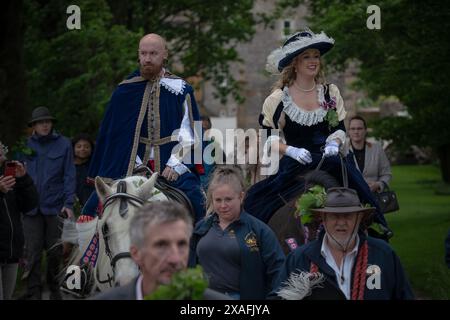 Garland Day Celebration a Castleton, Derbyshire, Regno Unito Foto Stock