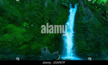 Ripresa aerea della cascata Corbata Blanca, Chubut, Patagonia argentina Foto Stock