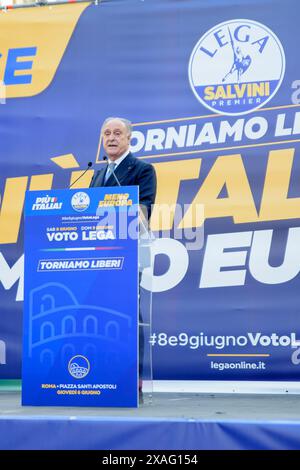 Roma, Italia. 6 giugno 2024. LORENZO CESA durante la manifestazione politica per la chiusura della campagna elettorale per le elezioni europee del partito Lega a Roma. (Credit Image: © Marcello Valeri/ZUMA Press Wire) SOLO PER USO EDITORIALE! Non per USO commerciale! Foto Stock