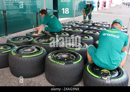 Montreal, Canada. 6 giugno 2024. Circuito Gilles-Villeneuve Aston Martin gomme durante il Gran Premio di Formula 1 canadese, 9° round del Campionato del mondo di Formula 1 dal 7 al 9 giugno 2024 sul circuito Gilles Villeneuve. (Eurasia Sport Images/SPP) credito: SPP Sport Press Photo. /Alamy Live News Foto Stock