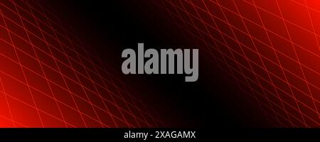 Sfondo rosso brillante a reticolo al neon. Piani di griglia diagonali a scacchi luminosi in prospettiva. Carta da parati retrofuturistica con profondità. Sfondo per poster e banner per la superficie della matrice fantascientifica del gioco arcade. Vettore Illustrazione Vettoriale