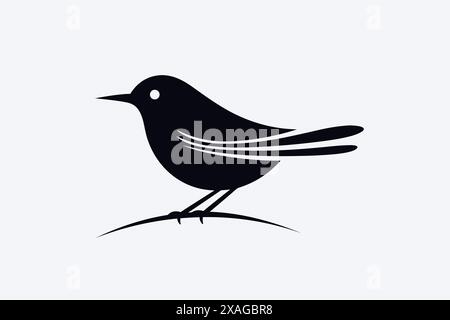 Logo Vector Black Bird su sfondo bianco Illustrazione Vettoriale