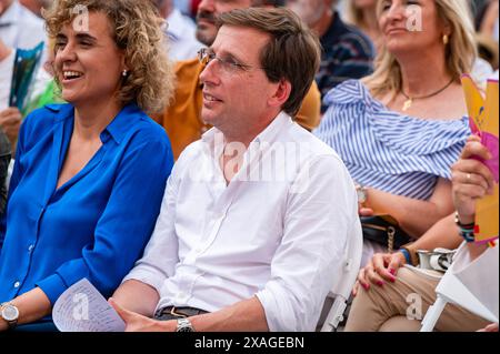 Madrid, Spagna. 6 giugno 2024. Jose Luis Martinez Almeida, sindaco di Madrid, visto durante la cerimonia di chiusura della campagna elettorale del Partito Popolare per le elezioni del Parlamento europeo. Credito: SOPA Images Limited/Alamy Live News Foto Stock