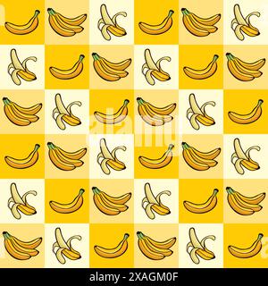 Motivo senza cuciture alla frutta di banana. sfondo vettore banana Illustrazione Vettoriale