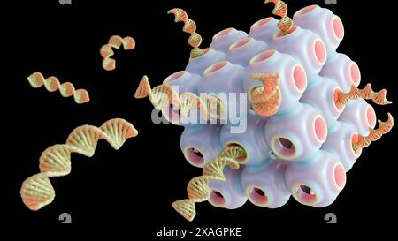 il rendering 3d dei cubosomi è costituito da nanostrutture cristalline liquide formate dalla fase cubica dei lipidi Foto Stock