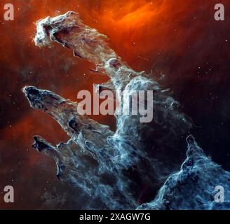 Dettagli della nebulosa dell'Aquila M16 nella costellazione Serpens. Foto Stock