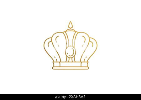 Illustrazione vettoriale lineare della silhouette della bretella di fissaggio Royal Crown. Stile minimalista del contorno dell'oggetto. Adatto per il logo o la decorazione di poster. Illustrazione Vettoriale