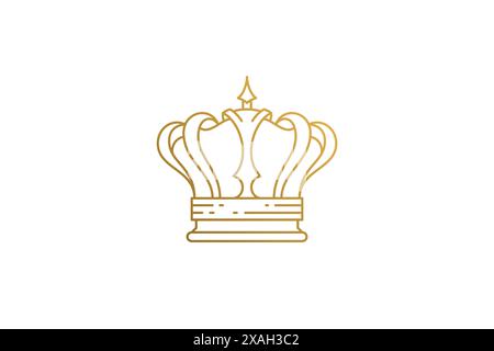 Illustrazione vettoriale lineare della silhouette della bretella di fissaggio Royal Crown. Stile minimalista del contorno dell'oggetto. Adatto per il logo o la decorazione di poster. Illustrazione Vettoriale