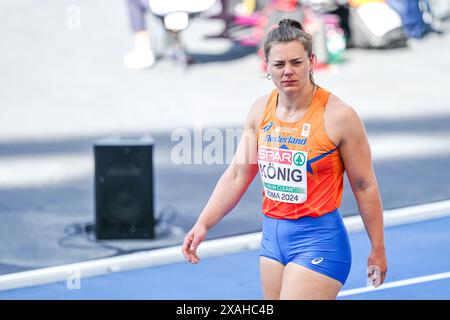 ROMA, ITALIA - 7 GIUGNO: Benthe Konig dei Paesi Bassi gareggia nella Shot Put Women durante la prima giornata dei Campionati europei di atletica leggera - Roma 2024 allo Stadio Olimpico il 7 giugno 2024 a Roma, Italia. (Foto di Joris Verwijst/BSR Agency) Foto Stock