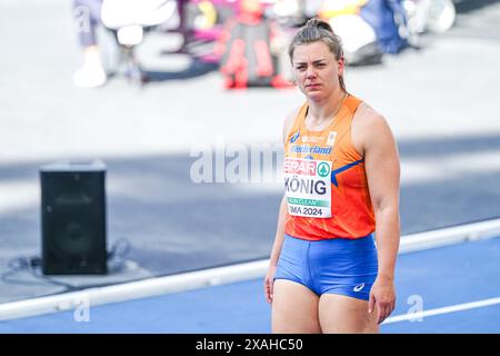 ROMA, ITALIA - 7 GIUGNO: Benthe Konig dei Paesi Bassi gareggia nella Shot Put Women durante la prima giornata dei Campionati europei di atletica leggera - Roma 2024 allo Stadio Olimpico il 7 giugno 2024 a Roma, Italia. (Foto di Joris Verwijst/BSR Agency) Foto Stock